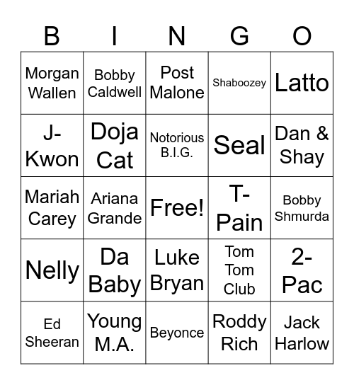 Mashups and Such Bingo Card