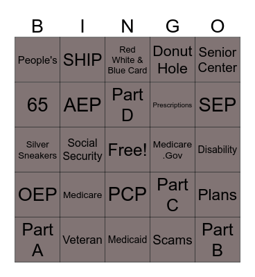 MEDICARE  Bingo Card