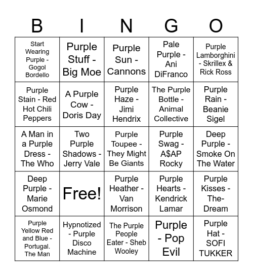 Natl Purple Day! Bingo Card