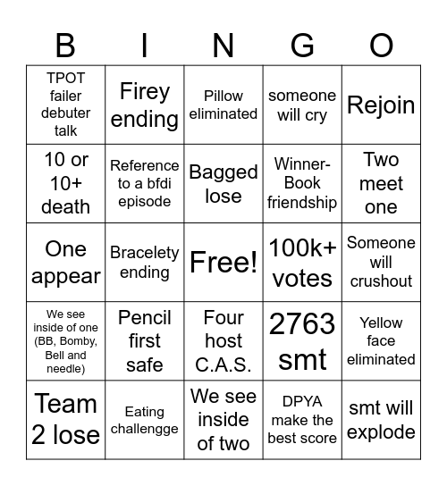 TPOT 17 Bingo Card