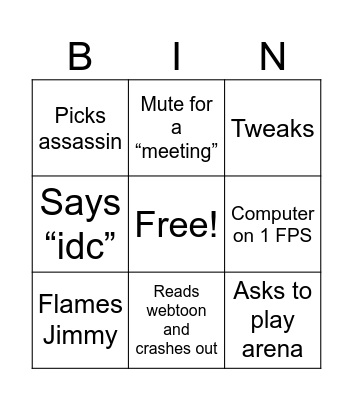 Noob Bingo Card