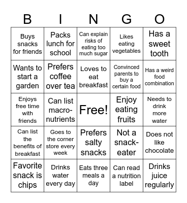 "Sip & Snack Better" Bingo Card