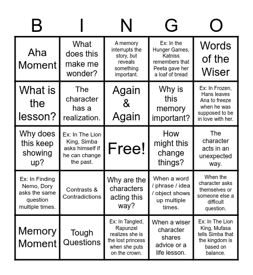 Notice & Note Bingo Card