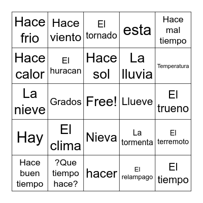 El tiempo Bingo Card