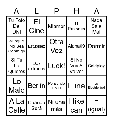 POBLET ALPHA HOUSE Bingo Card