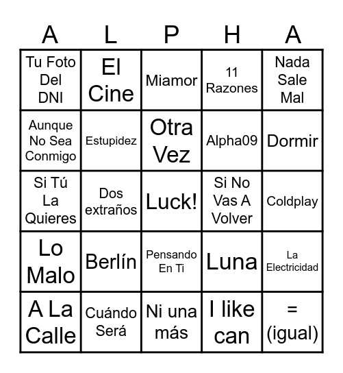 POBLET ALPHA HOUSE Bingo Card