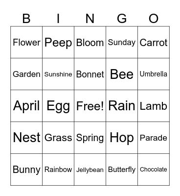 Easter/Spring Bingo Card Bingo Card