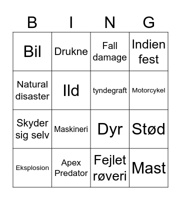 DARWIN AWARDS Bingo Card