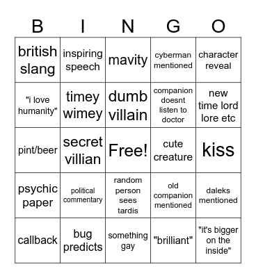 dr who bingo Card