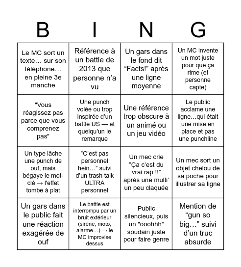 IRL 10 Bingo Card