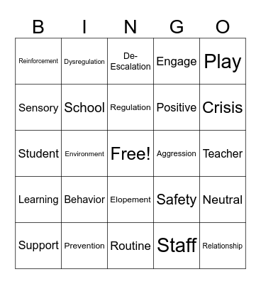 Behavior BINGO Card