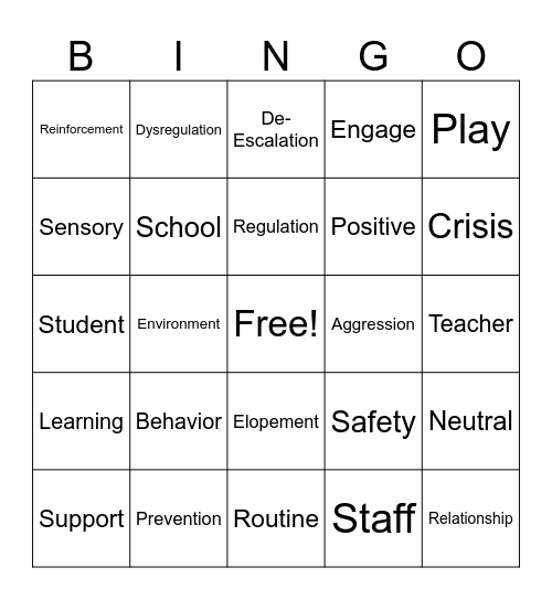 Behavior BINGO Card