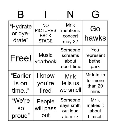 Meeting Bingo Card
