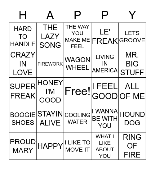 HAPPY Bingo Card