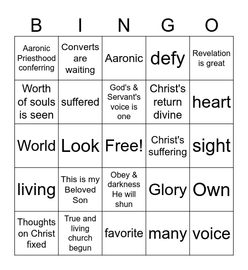 D&C Doctrinal Mastery Bingo Card