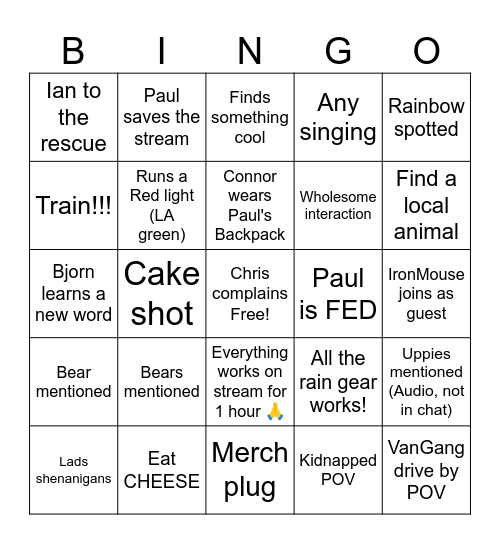 CmPs D4 cyclathon Bingo Card