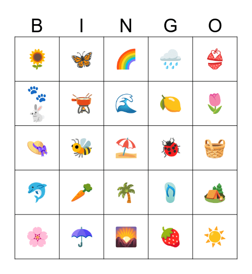 Spring Bingo Card