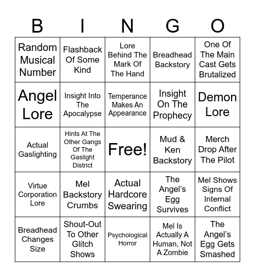 The Gaslight Districy Bingo Card