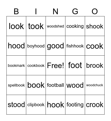 oo says /short oo/ book Bingo Card
