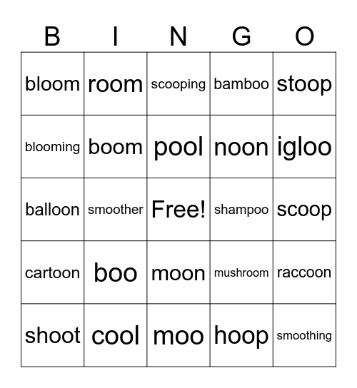 long oo Bingo Card