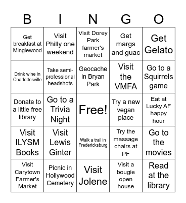 Summer BINGO! Bingo Card