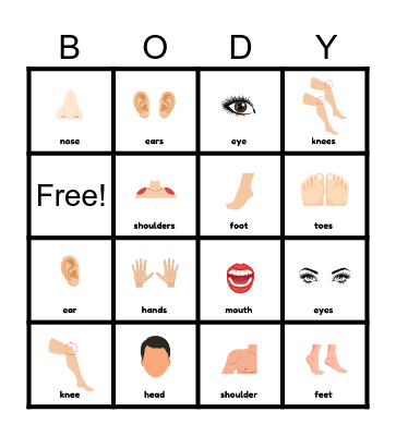 GRADES 1-2 BODY PARTS Bingo Card