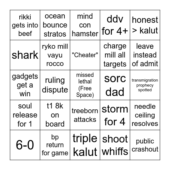 EWL Playoffs Bingo Card