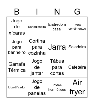 Chá de Casa Nova da Dani Bingo Card