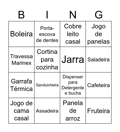 Chá de Casa Nova da Dani Bingo Card