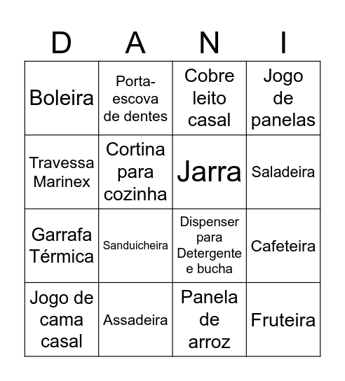 Chá de Casa Nova da Bingo Card