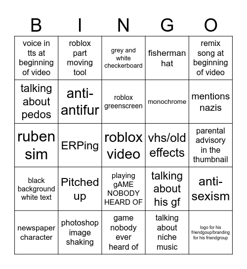 Gone Fishing Clone BINGO Card