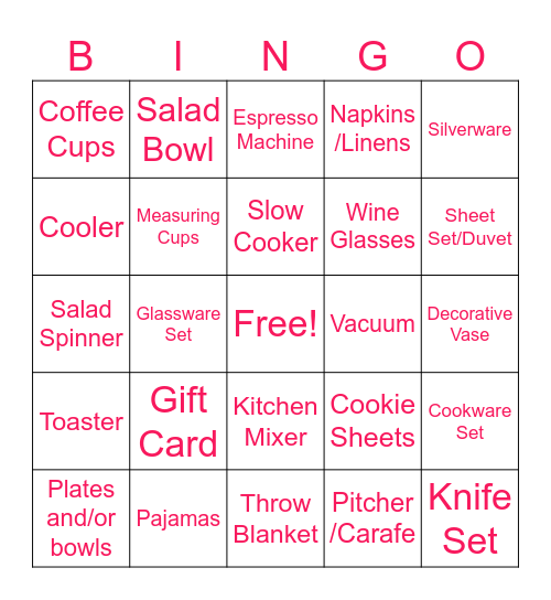 Hannah's Bridal Bingo! Bingo Card