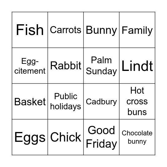 EASTER BINGO Card