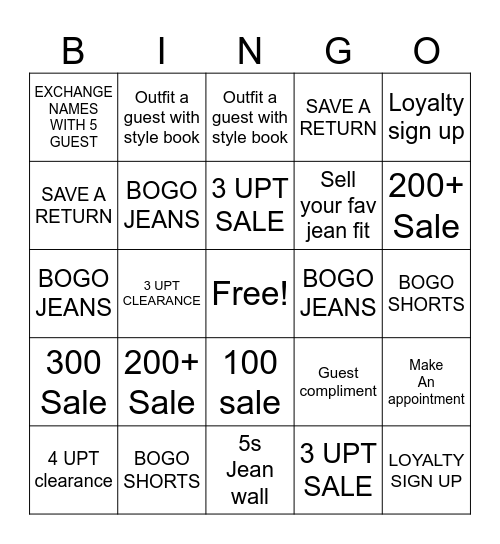 Store 967 Bingo Card