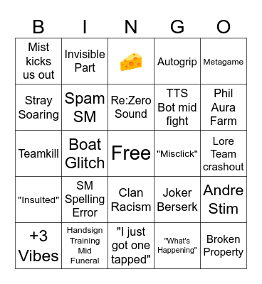 Nokazu PD Bingo Card