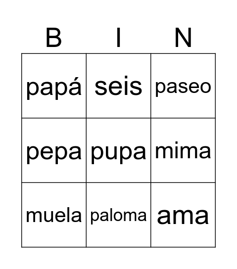 BINGO Card