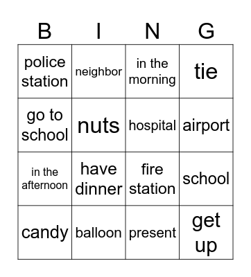 Family and Friends 2 - Unit 7+8+9 Bingo Card