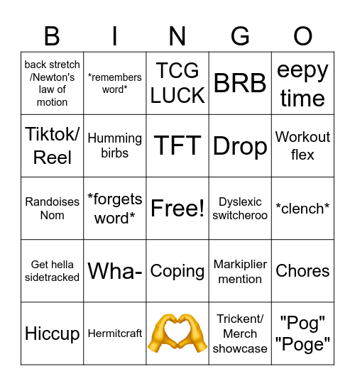 Bingo 2.0 OJ Bingo Card