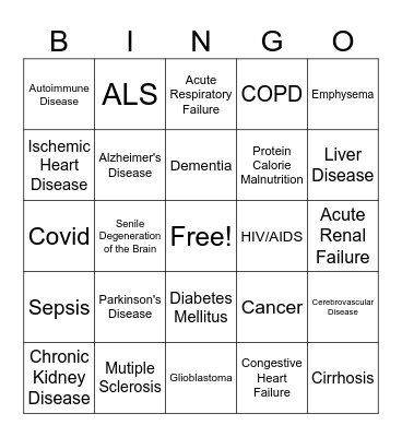 Hospice Bingo Card