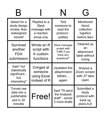 Sr. Scientist Squares: Heidi Edition Bingo Card
