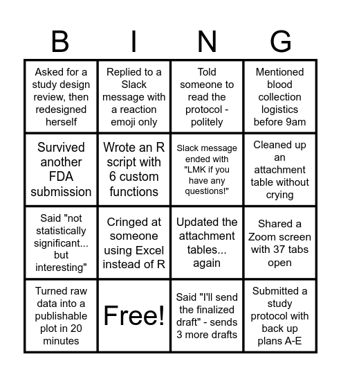 Sr. Scientist Squares: Heidi Edition Bingo Card