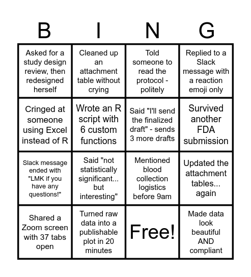 Scientist Squares - The Heidi Edition Bingo Card