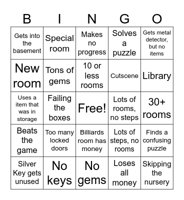 Blue Prince Bingo Card