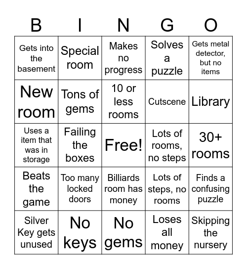 Blue Prince Bingo Card