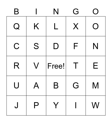 Alphabet Fun! Bingo Card