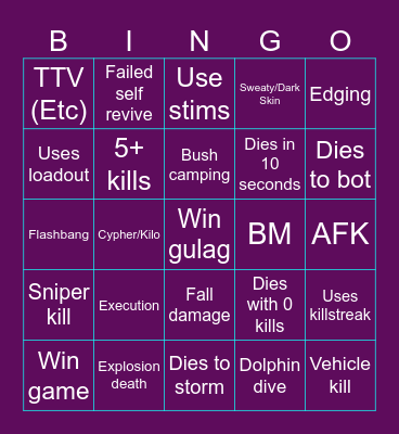 Warzone 2.0 bingo (Credits to: Big Puffer) Bingo Card