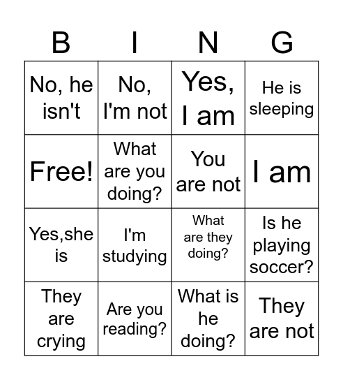 VA class Bingo Card
