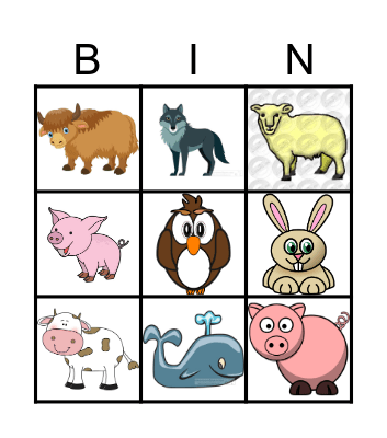 Animals Bingo Card