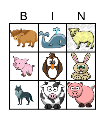 Animals Bingo Card