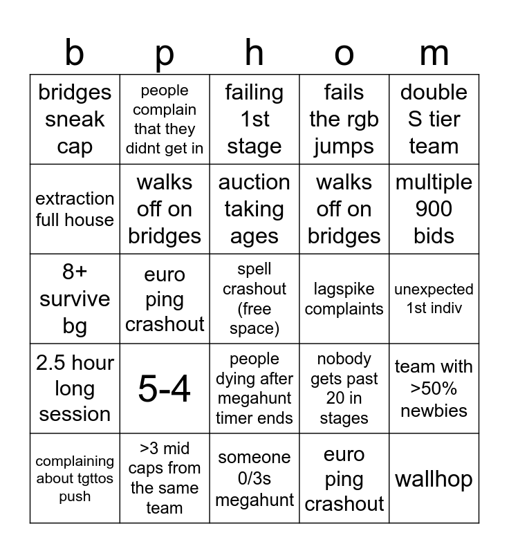 cs bingo Card